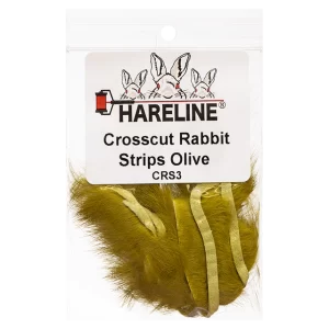Cross cut Olive rabbit strips Hareline.
