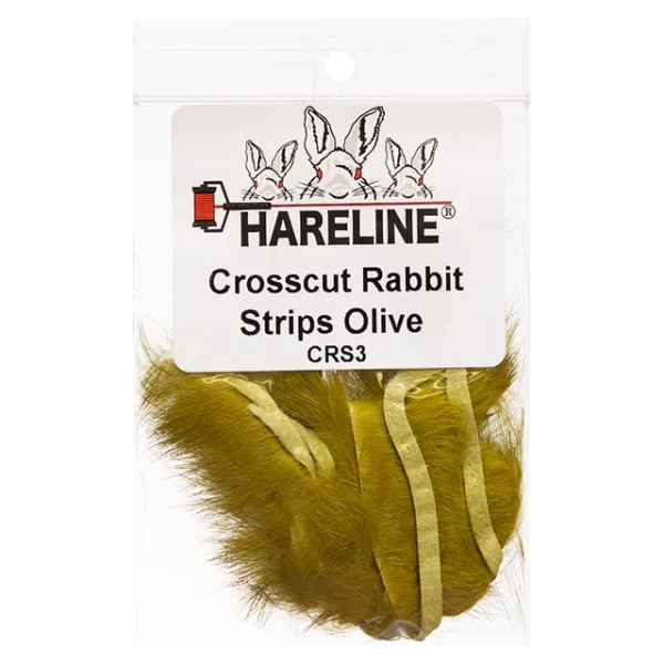 Cross cut Olive rabbit strips Hareline.